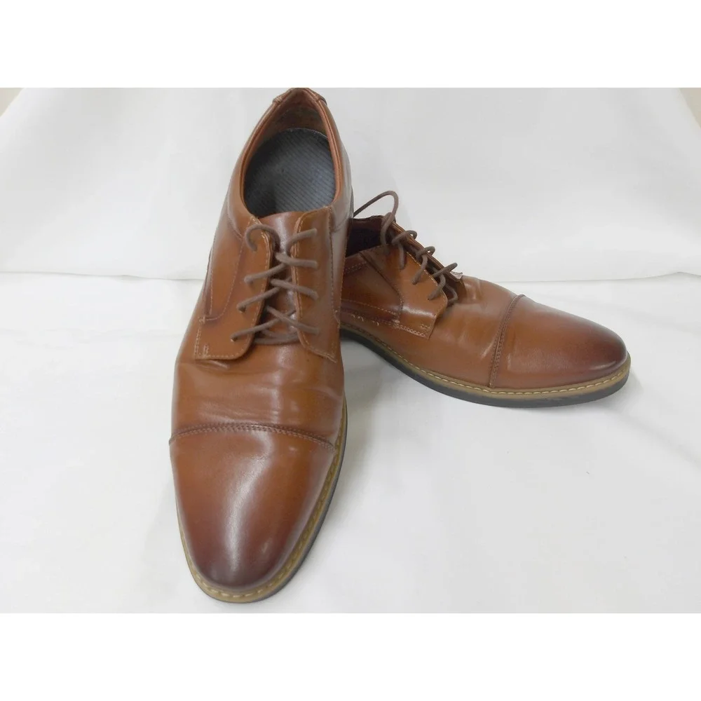Nunn Bush Leather Dress Shoes Dixon Cap Toe Oxford‎ Cognac Man Size 13 /#6241